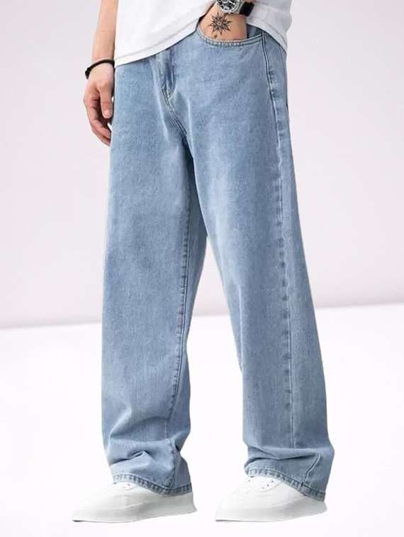 men plain mid rise full length jeans - 22344198 -  Standard Image - 2