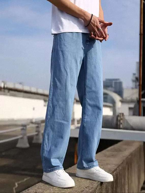 men plain mid rise full length jeans - 22344208 -  Standard Image - 2