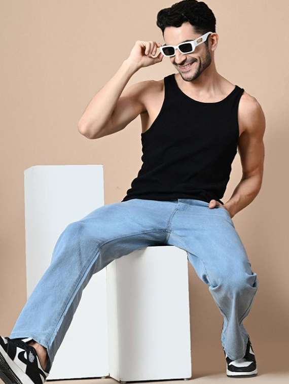 men plain mid rise full length jeans - 22344301 -  Standard Image - 2