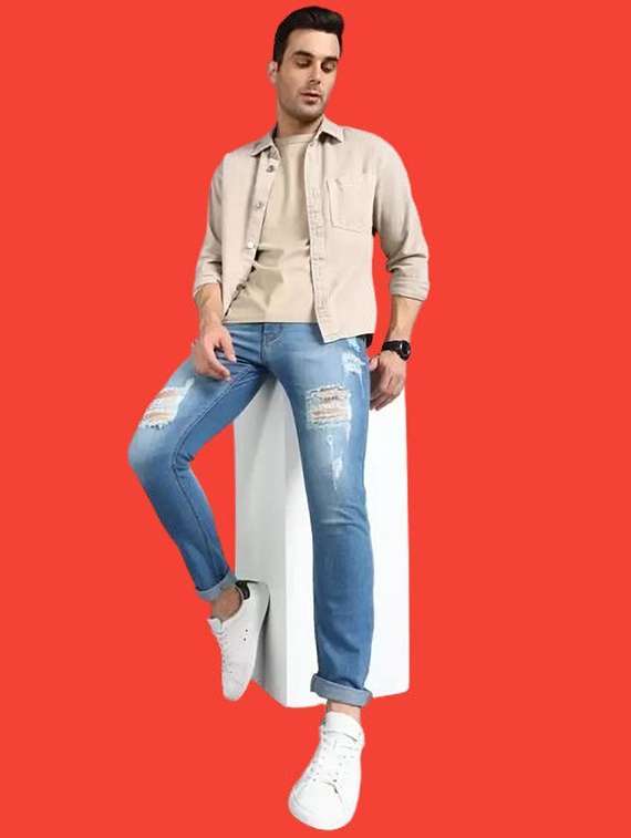 men distress mid rise full length jeans - 22344338 -  Standard Image - 2