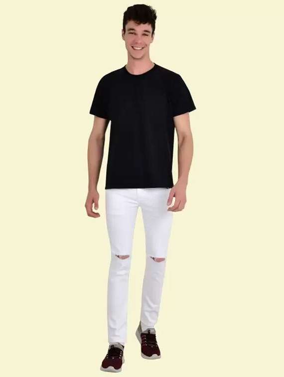 men slash knee mid rise full length jeans - 22344375 -  Standard Image - 2