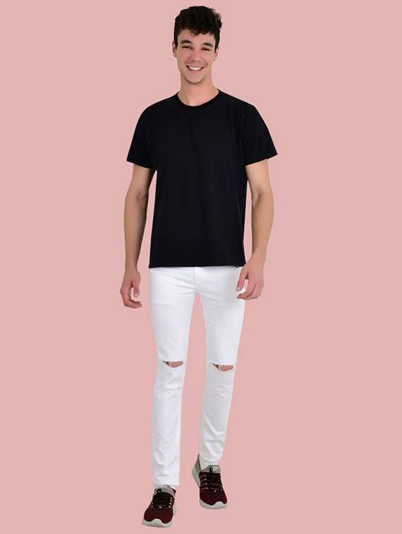 men slash knee mid rise full length jeans - 22344380 -  Standard Image - 2