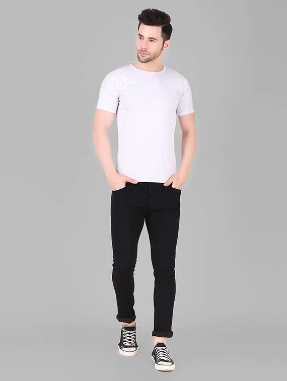 men plain mid rise full length denim jeans - 22344596 -  Standard Image - 2