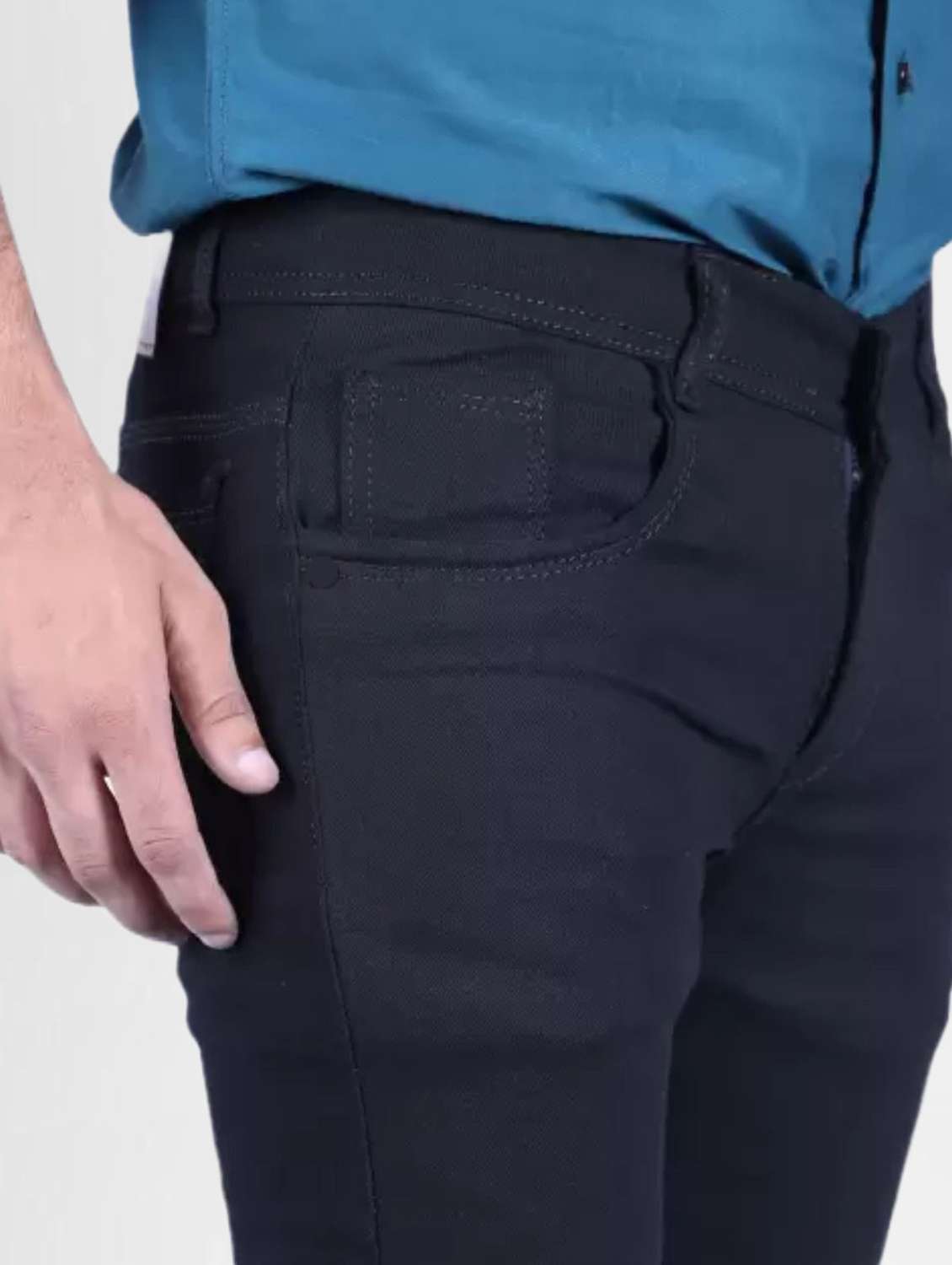 men plain mid rise full length slim fit jeans - 22344621 -  Standard Image - 2