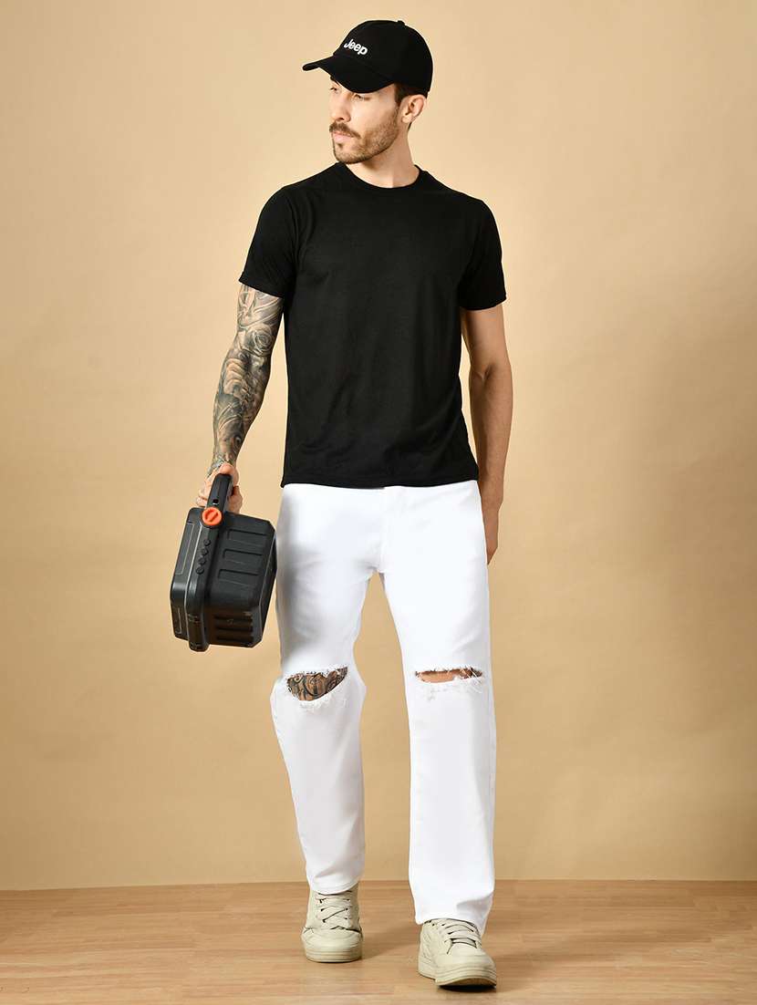 men slash knee mid rise full length straight jeans - 22344635 -  Standard Image - 2