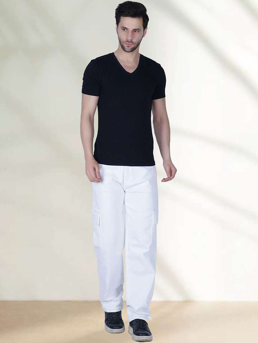 men solid mid rise relaxed fit cargo - 22344686 -  Standard Image - 2