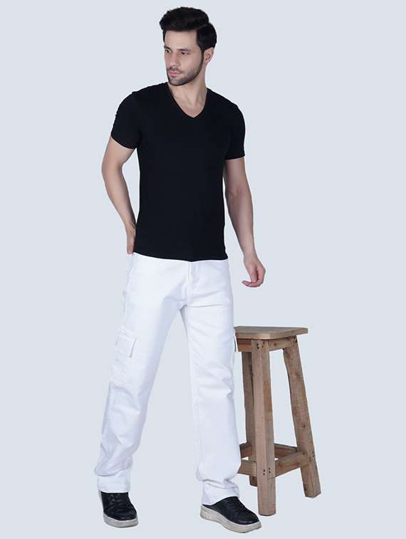 men solid mid rise denim cargo - 22344688 -  Standard Image - 2