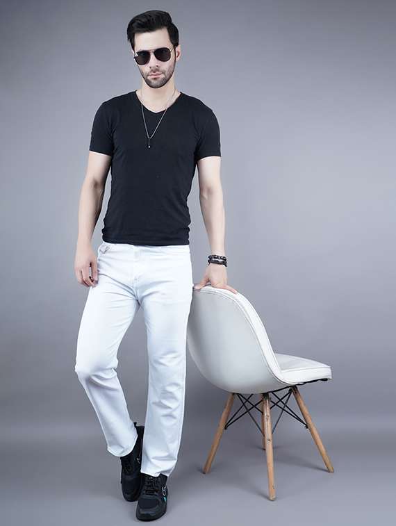 Men Plain Mid Rise Full Length Jeans - 22344728 -  Standard Image - 2