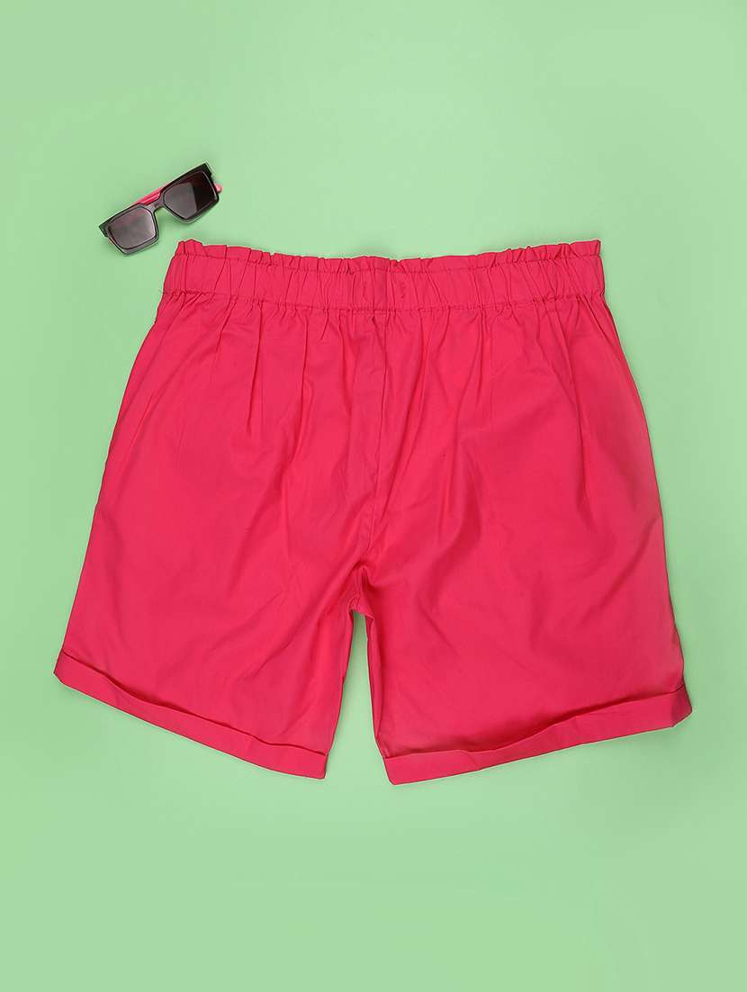 girls solid mid rise regular shorts - 22345116 -  Standard Image - 2