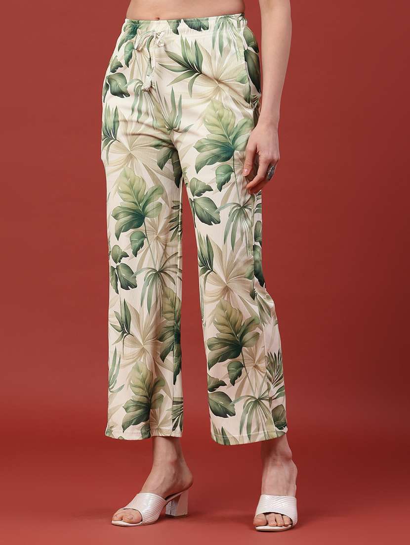 women printed mid rise straight fit trouser - 22345154 -  Standard Image - 2