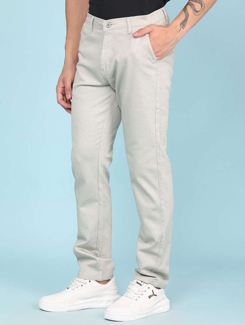 Men Solid Mid Rise Chinos Casual Trouser - 22345560 -  Standard Image - 2