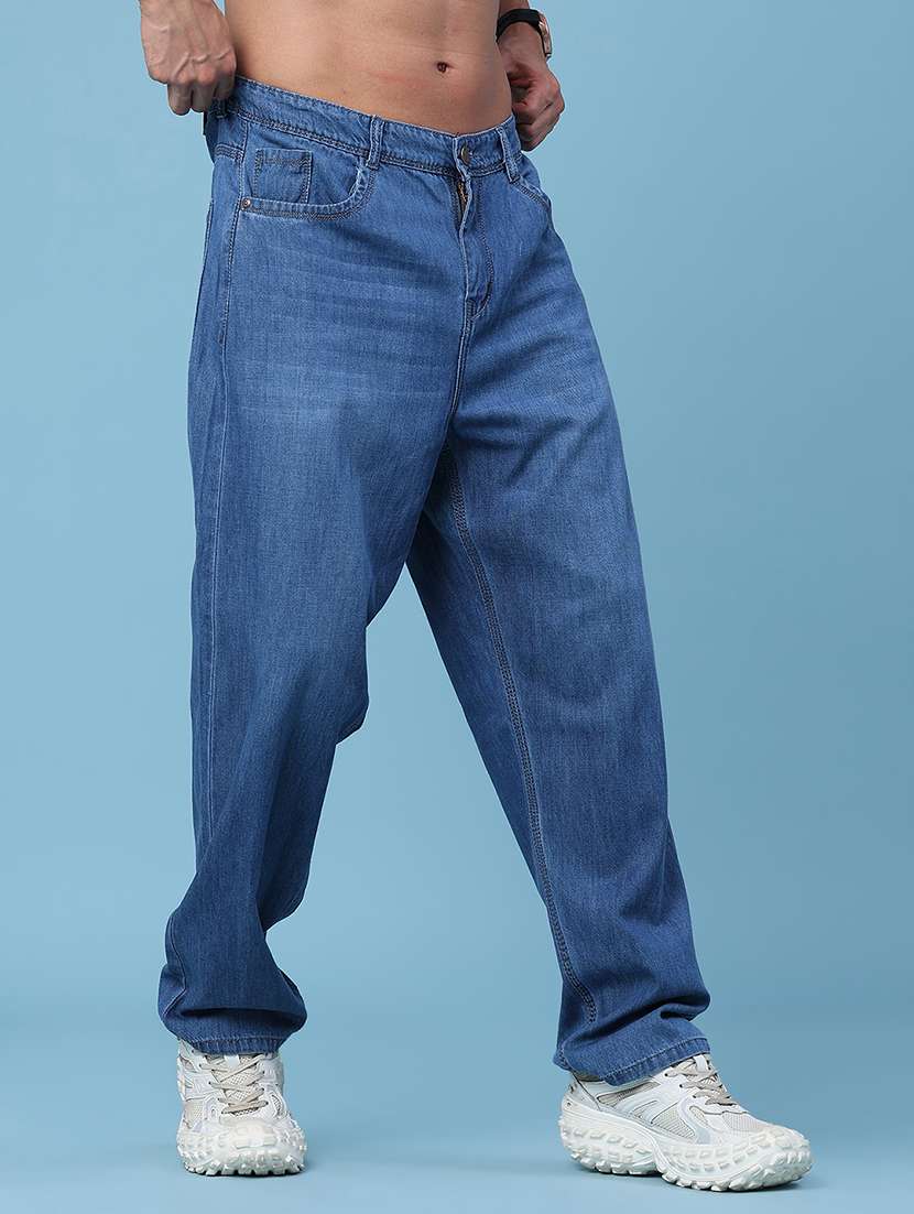 men washed mid rise full length baggy jeans - 22345614 -  Standard Image - 2