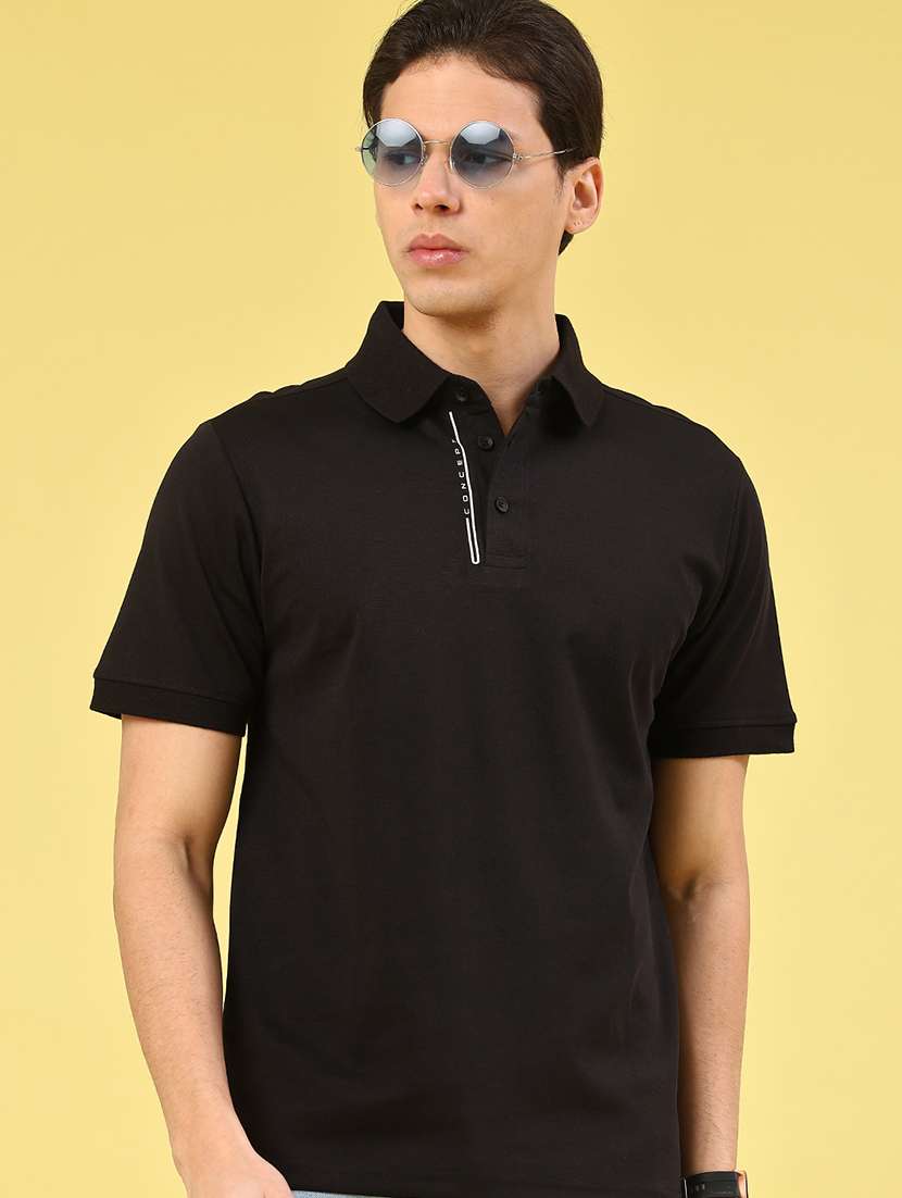 black cotton blend plain tshirt