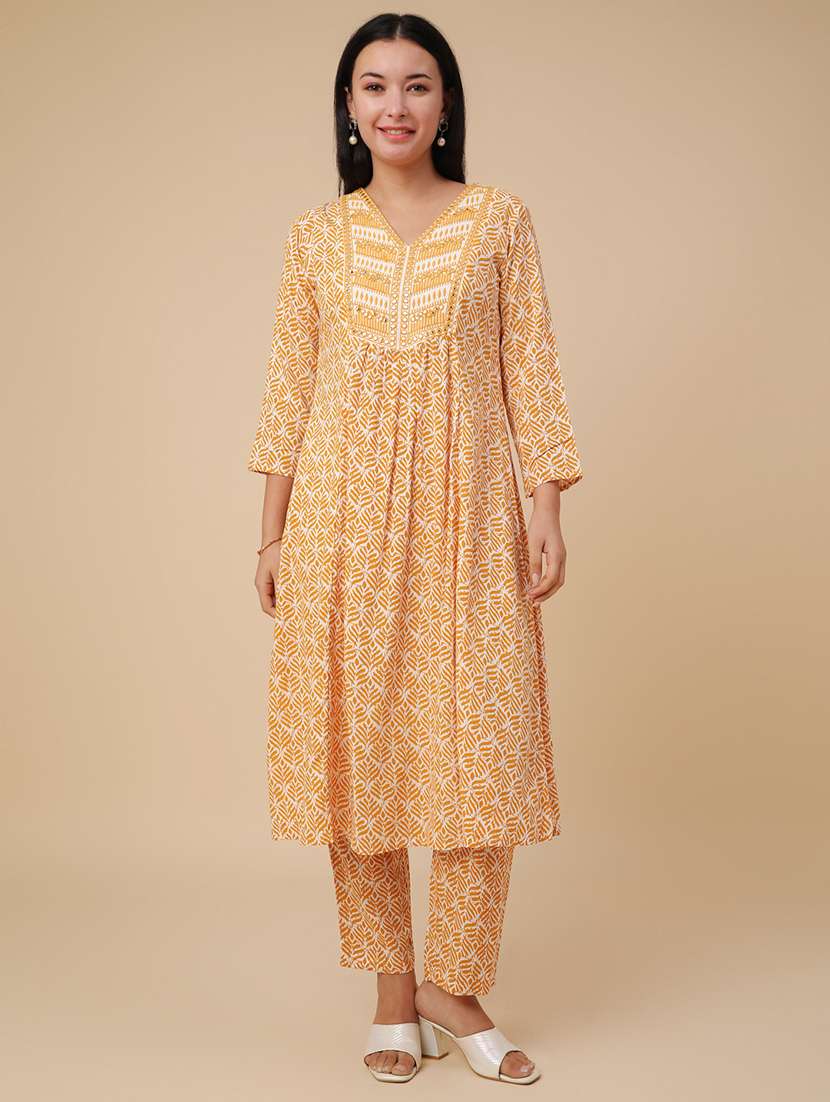 yellow rayon coord set - 22345675 -  Standard Image - 2
