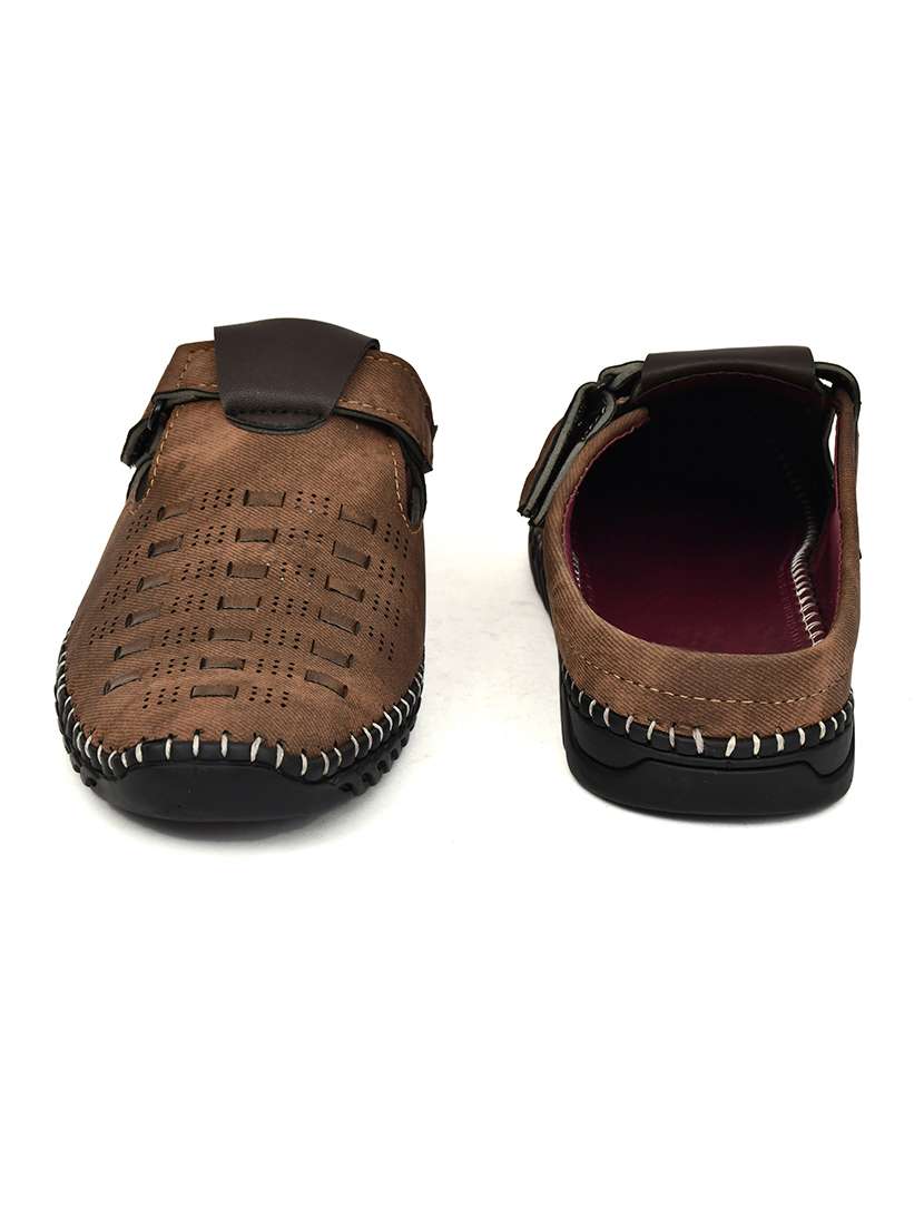 men brown slip on sandal - 22345760 -  Standard Image - 2