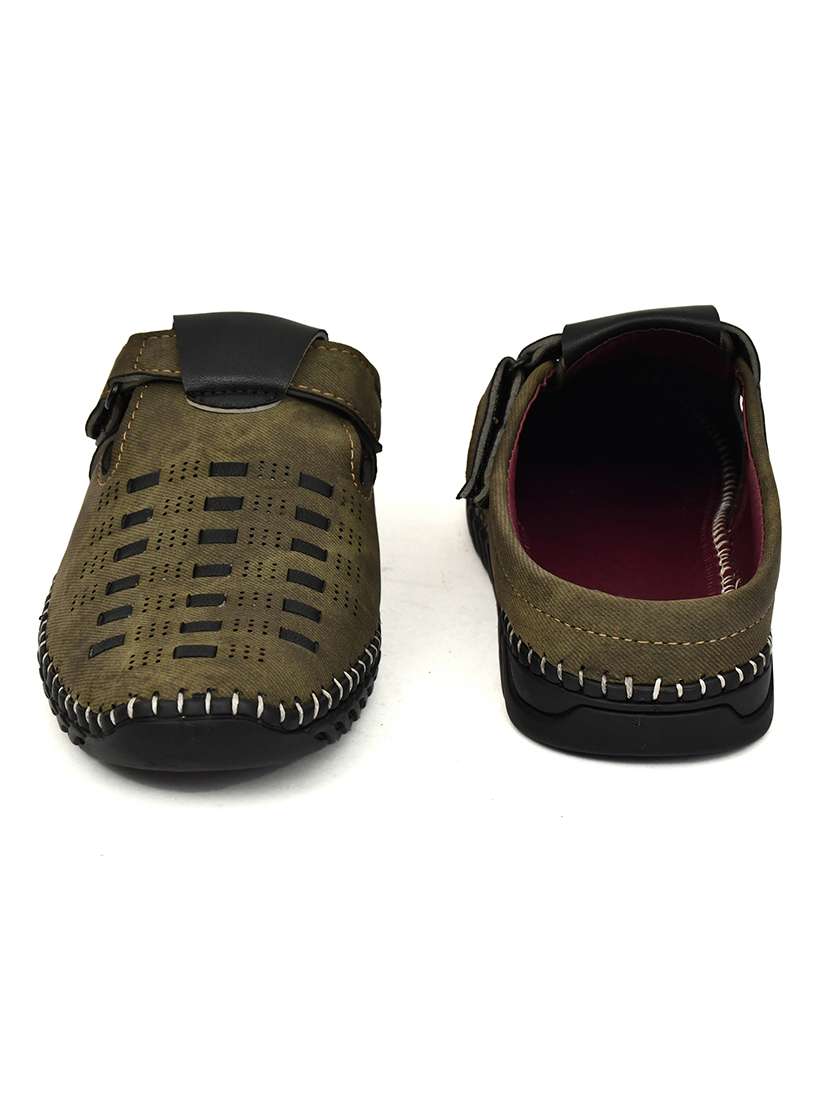 men olive slip on sandal - 22345761 -  Standard Image - 2