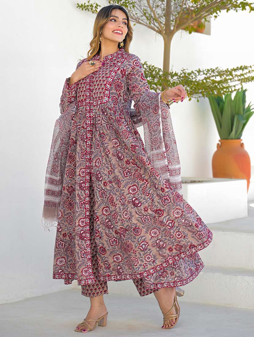 women printed long sleeve kurta pant with dupatta set - 22345791 -  Standard Image - 2