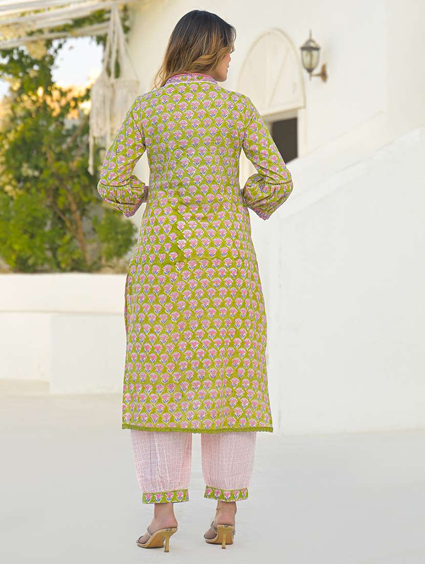 women printed three quarter sleeve kurta salwar with dupatta set - 22345793 -  Standard Image - 2