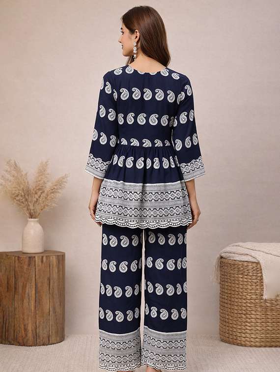 women embroidered top and trouser co-ord set - 22345812 -  Standard Image - 2