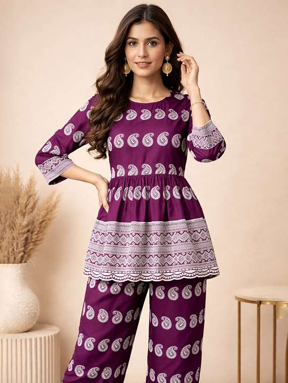 women embroidered top and trouser co-ord set - 22345813 -  Standard Image - 2