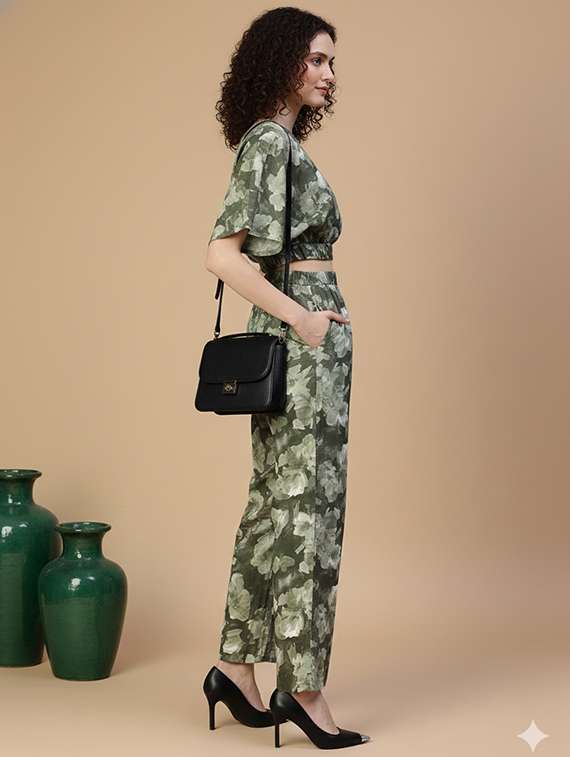 women printed top and trouser co-ord set - 22345814 -  Standard Image - 2