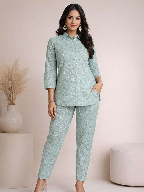 women printed shirt and trouser co-ord set