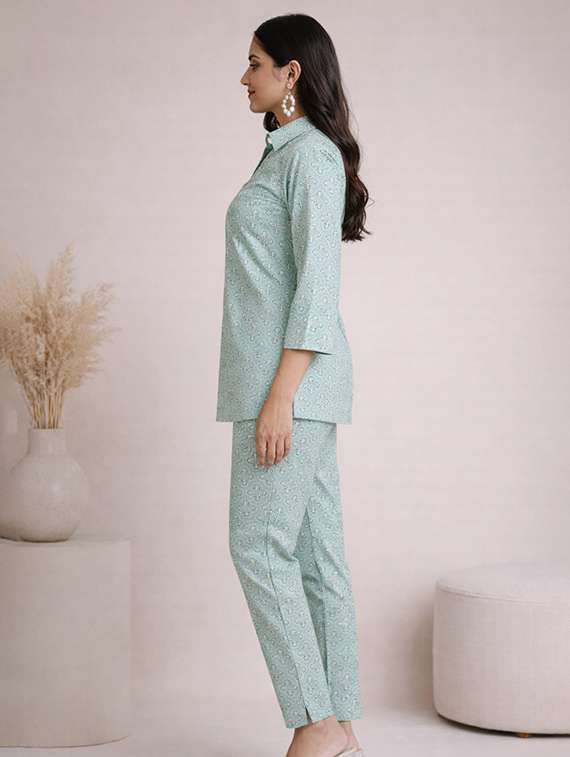 women printed shirt and trouser co-ord set - 22345821 -  Standard Image - 2