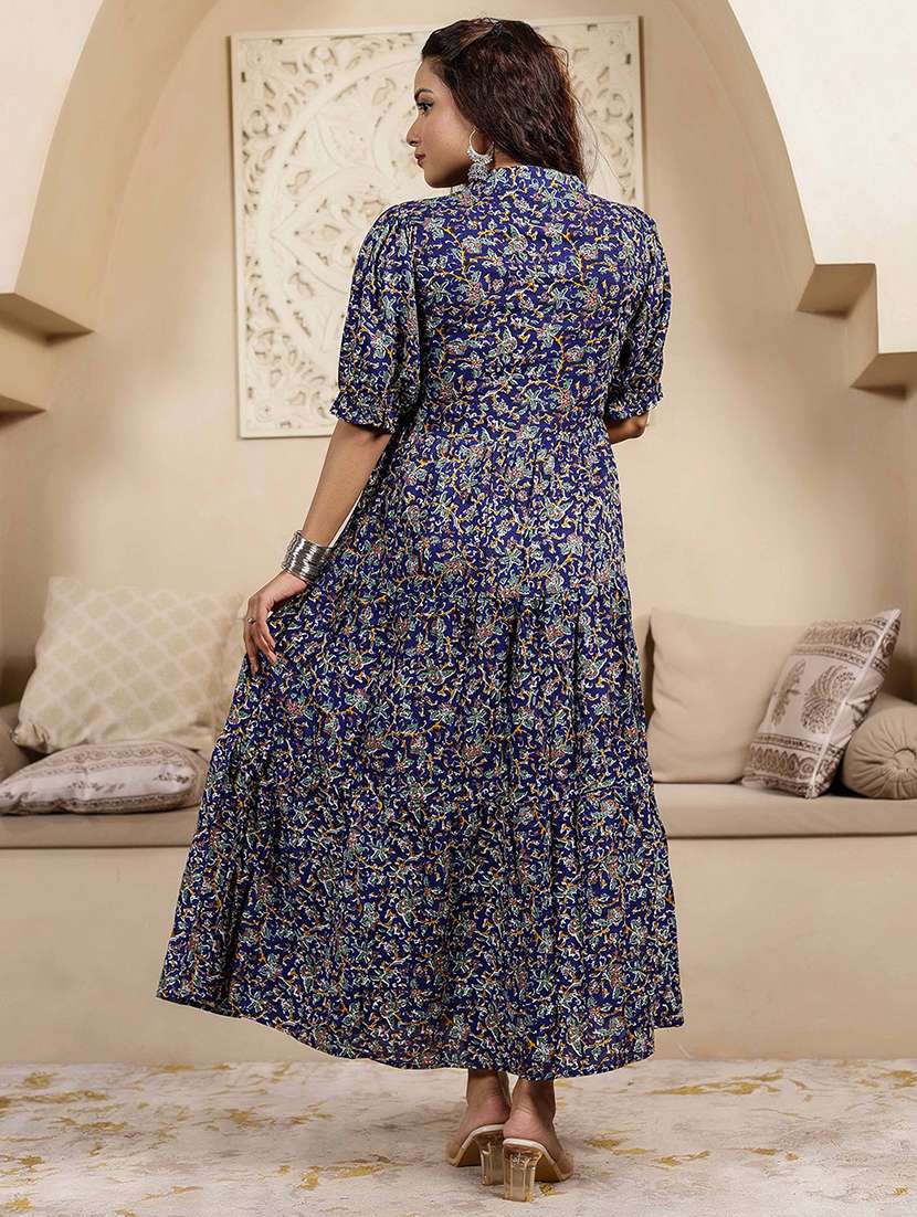 women printed puff sleeve tiered dress - 22345831 -  Standard Image - 2