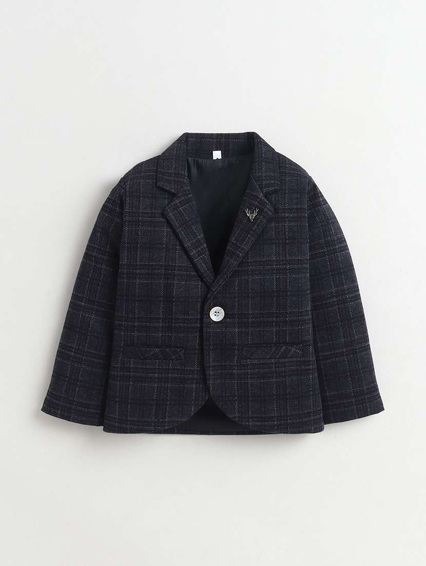 boys checkered blazer and trouser with t-shirt set - 22345904 -  Standard Image - 2