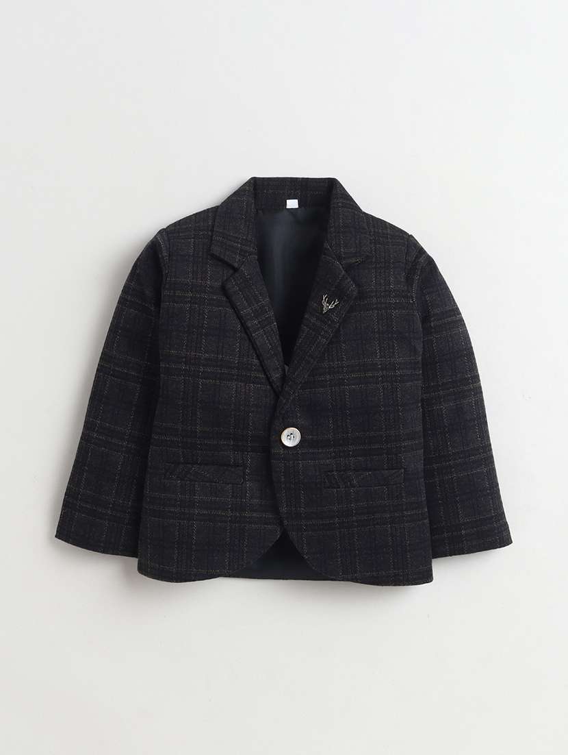 boys checkered blazer and trouser with t-shirt set - 22345906 -  Standard Image - 2