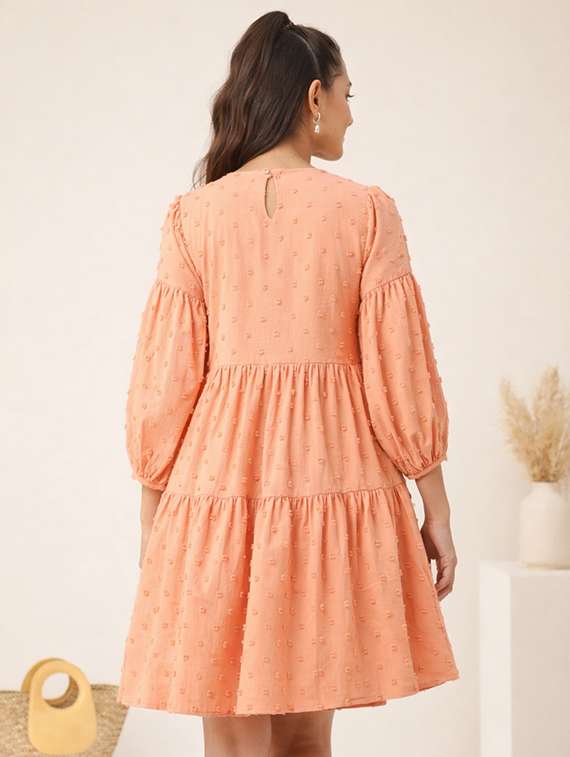 women self designed puff sleeve tiered dress - 22345925 -  Standard Image - 2