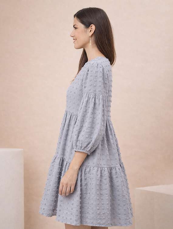 women self designed puff sleeve tiered dress - 22345932 -  Standard Image - 2