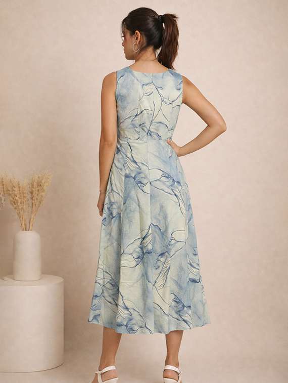 women printed sleeveless fit & flared dress - 22345934 -  Standard Image - 2