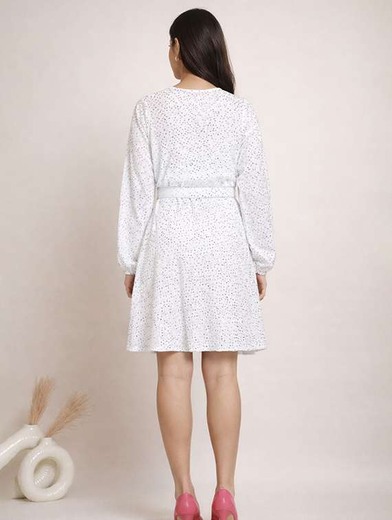 women embellished puff sleeve fit & flared dress - 22345943 -  Standard Image - 2