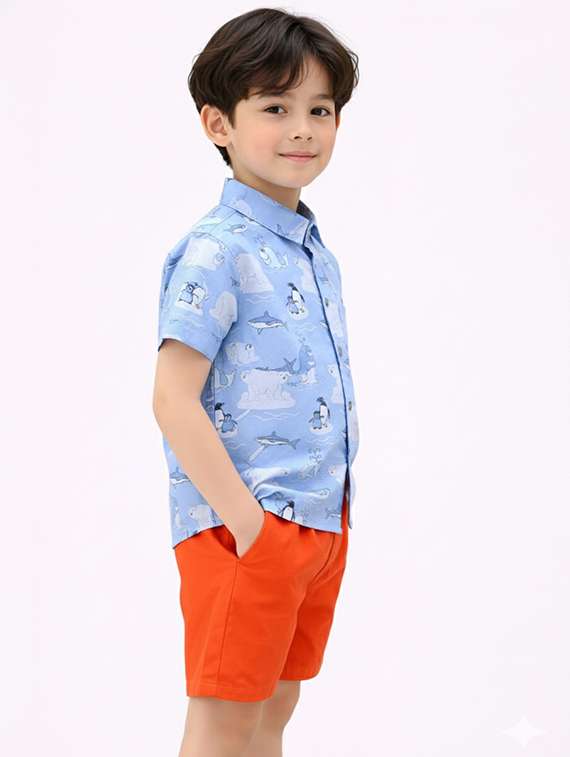 Boys Printed Shirt And Shorts Set - 22345960 -  Standard Image - 2