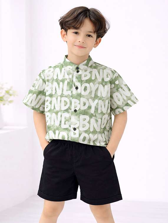 boys printed shirt and shorts set