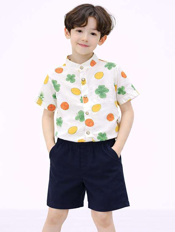boys printed shirt and shorts set