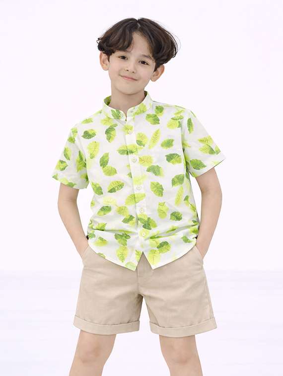 boys printed shirt and shorts set