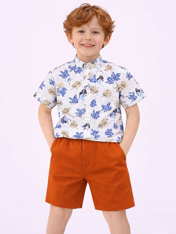 boys printed shirt and shorts set