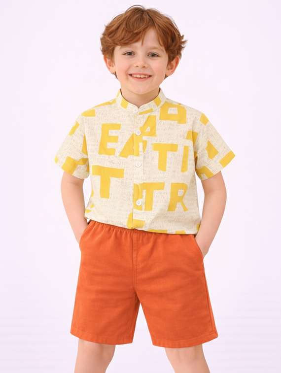 boys printed shirt and shorts set