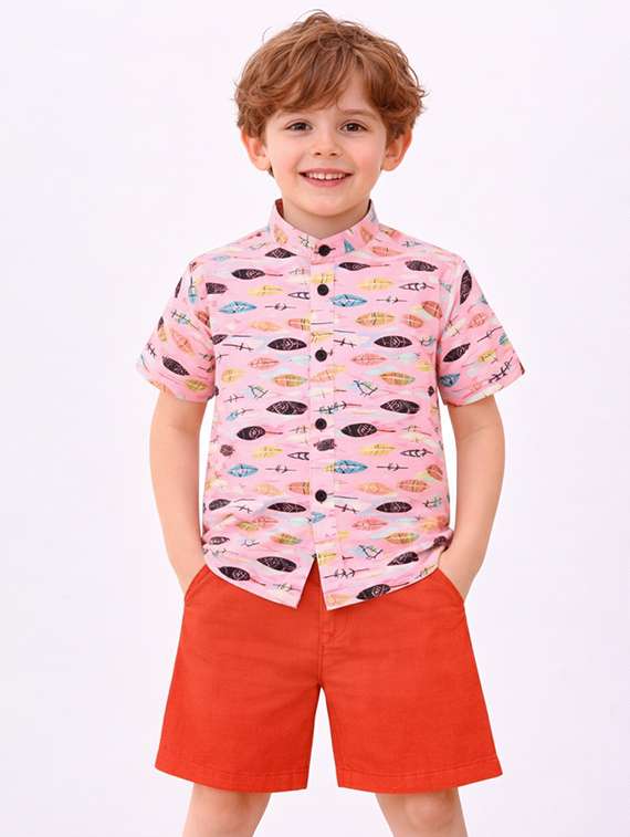 boys printed shirt and shorts set