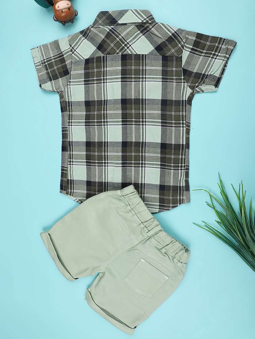 green cotton combo infant twin set - 22346143 -  Standard Image - 2
