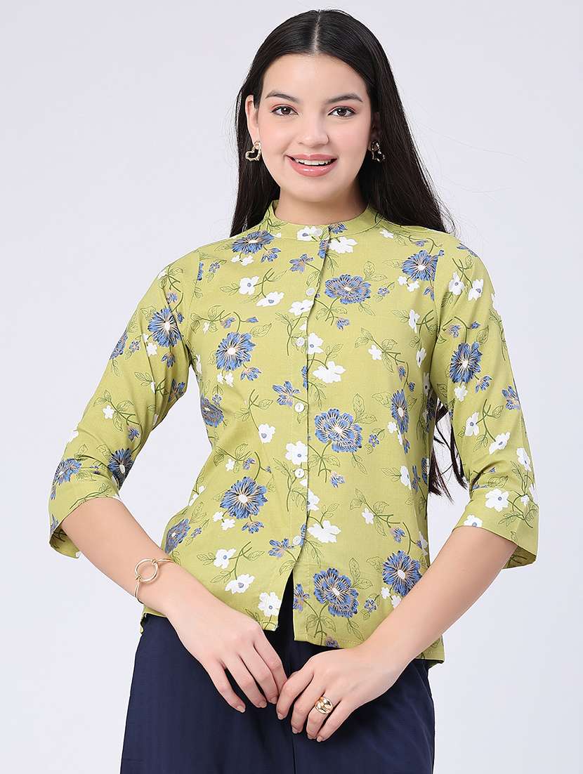 women printed three quarter sleeves regular shirt - 22346334 -  Standard Image - 2
