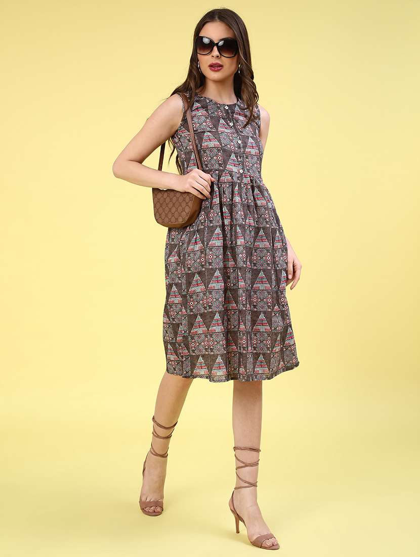 grey cotton aline dress