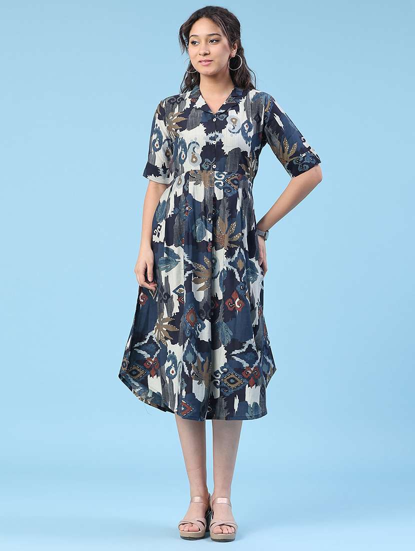women printed short sleeves a-line dress - 22346441 -  Standard Image - 2