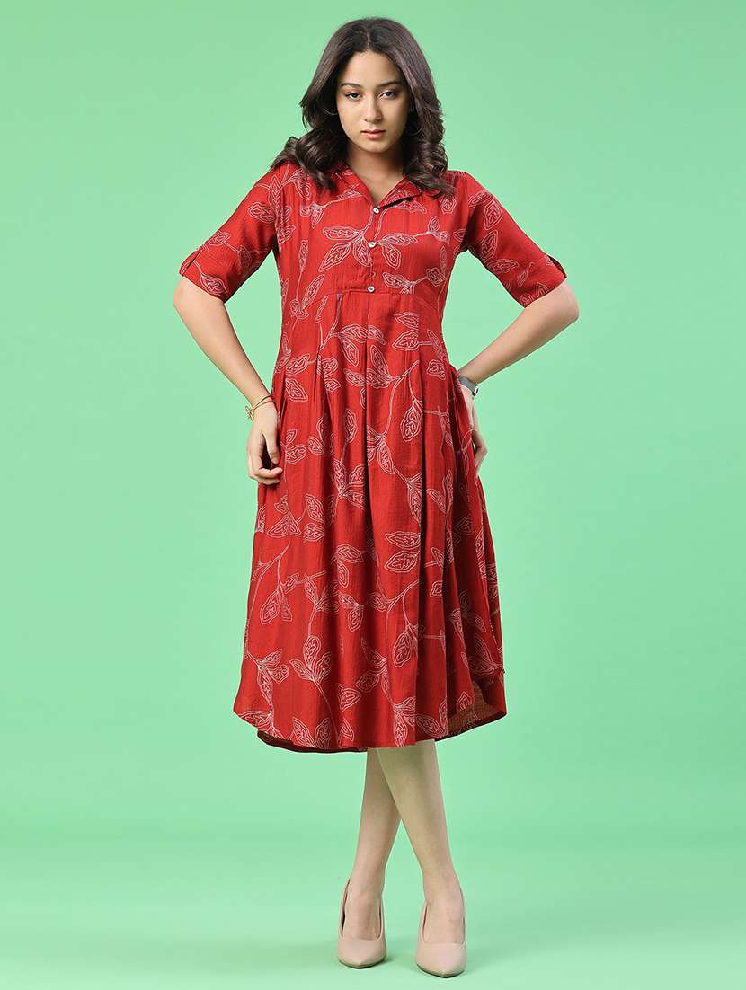 Women Printed Short Sleeves A-line Dress - 22346442 -  Standard Image - 2