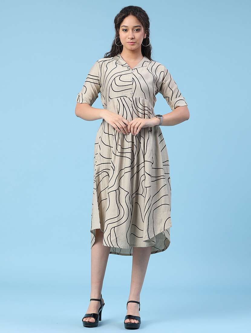 women printed short sleeves a-line dress - 22346443 -  Standard Image - 2