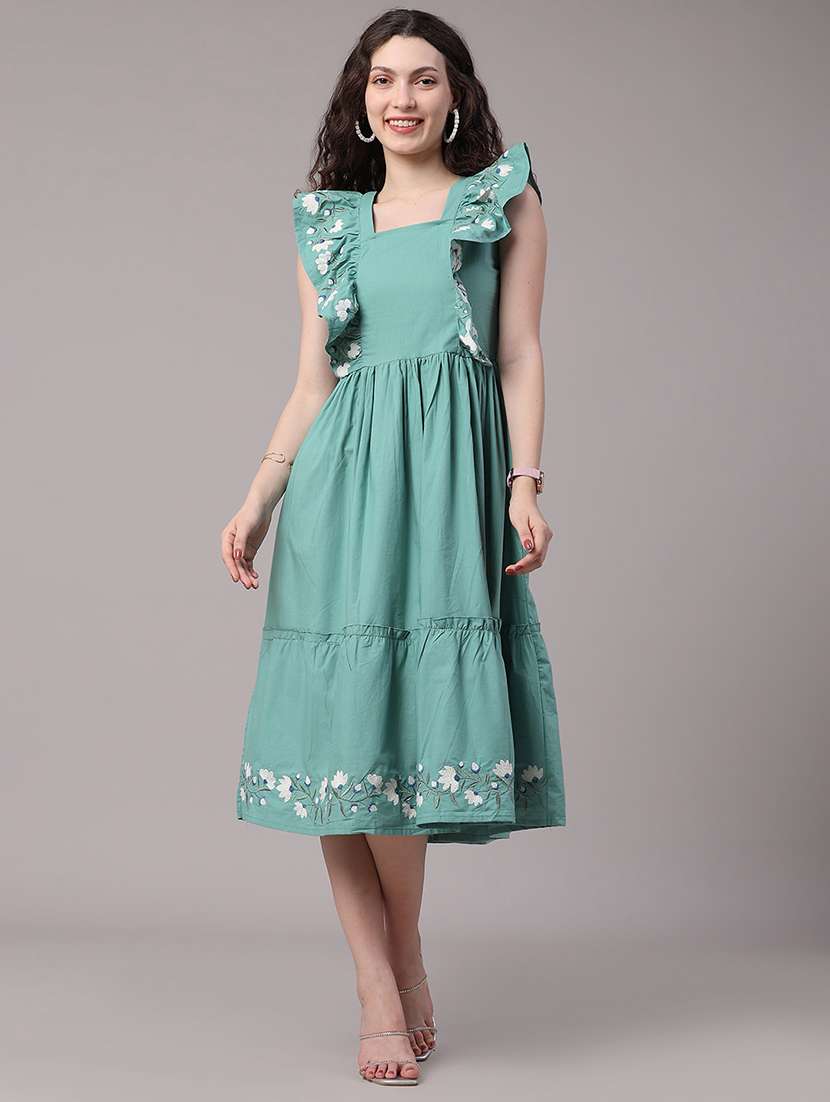 women embroidered square neck tiered dress - 22346459 -  Standard Image - 2