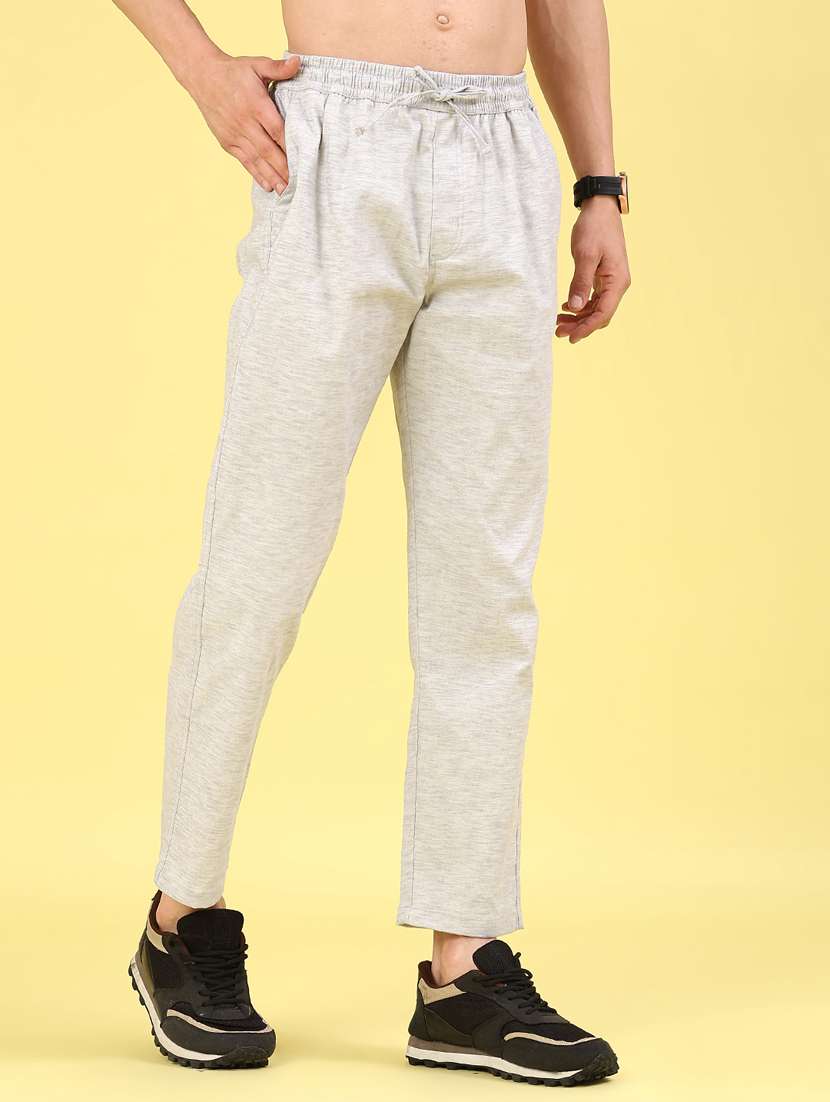 men solid mid rise ankle length track pant