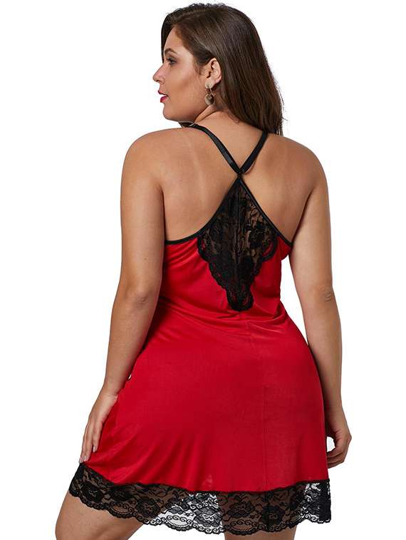 women self designed sleeveless lace babydoll - 22346894 -  Standard Image - 2